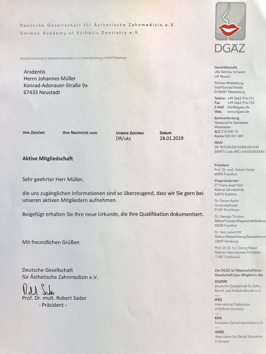 DGÄZ Deutsche Gesellschaft für Ästhetische Zahnmedizin e.V.
